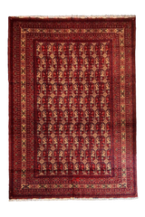 Hand-Knotted Afghani Rug Beshir design wool on cotton base- #786-8421
