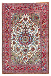 #8125 Persian Qom in Tabriz design Kork wool on cotton base