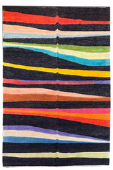 Hand-knotted Persian Zebra design Gabbeh rug in wool on a cotton foundation featuring bold tribal motifs #5926.