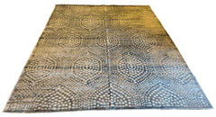 Hand-knotted modern rug in 100% bamboo silk featuring a sophisticated cut and loop textural design - #YM-A-67-2.