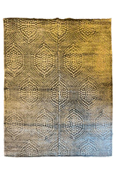 Hand-knotted modern rug in 100% bamboo silk featuring a sophisticated cut and loop textural design - #YM-A-67-2.