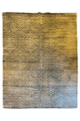 Hand-knotted modern rug in 100% bamboo silk featuring a sophisticated cut and loop textural design - #YM-A-67-2.