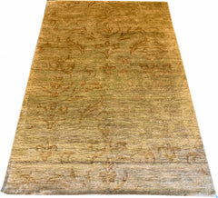 Hand-knotted modern rug in 100% bamboo silk with a radiant gold metallic luster - #7797.