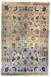 Lustrous handmade modern gray overdyed rug with a ghosted vintage pattern and distressed charcoal finish #8073.