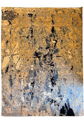 Hand-knotted modern abstract rug with a vibrant painterly multi-color design in 60% bamboo silk and 40% wool - #6232-CLA-123.