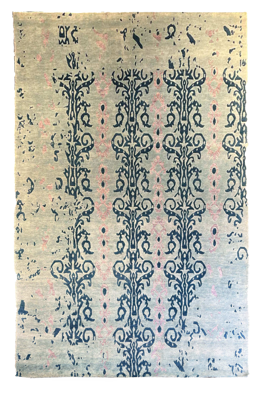 Hand-knotted modern rug with a loose ornamental motif in shimmering 60% bamboo silk and 40% wool - #8075.