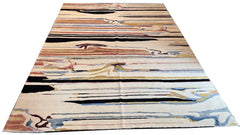 Hand-knotted modern artisan rug with vivid multi-color botanical silk and wool textures - #8356.