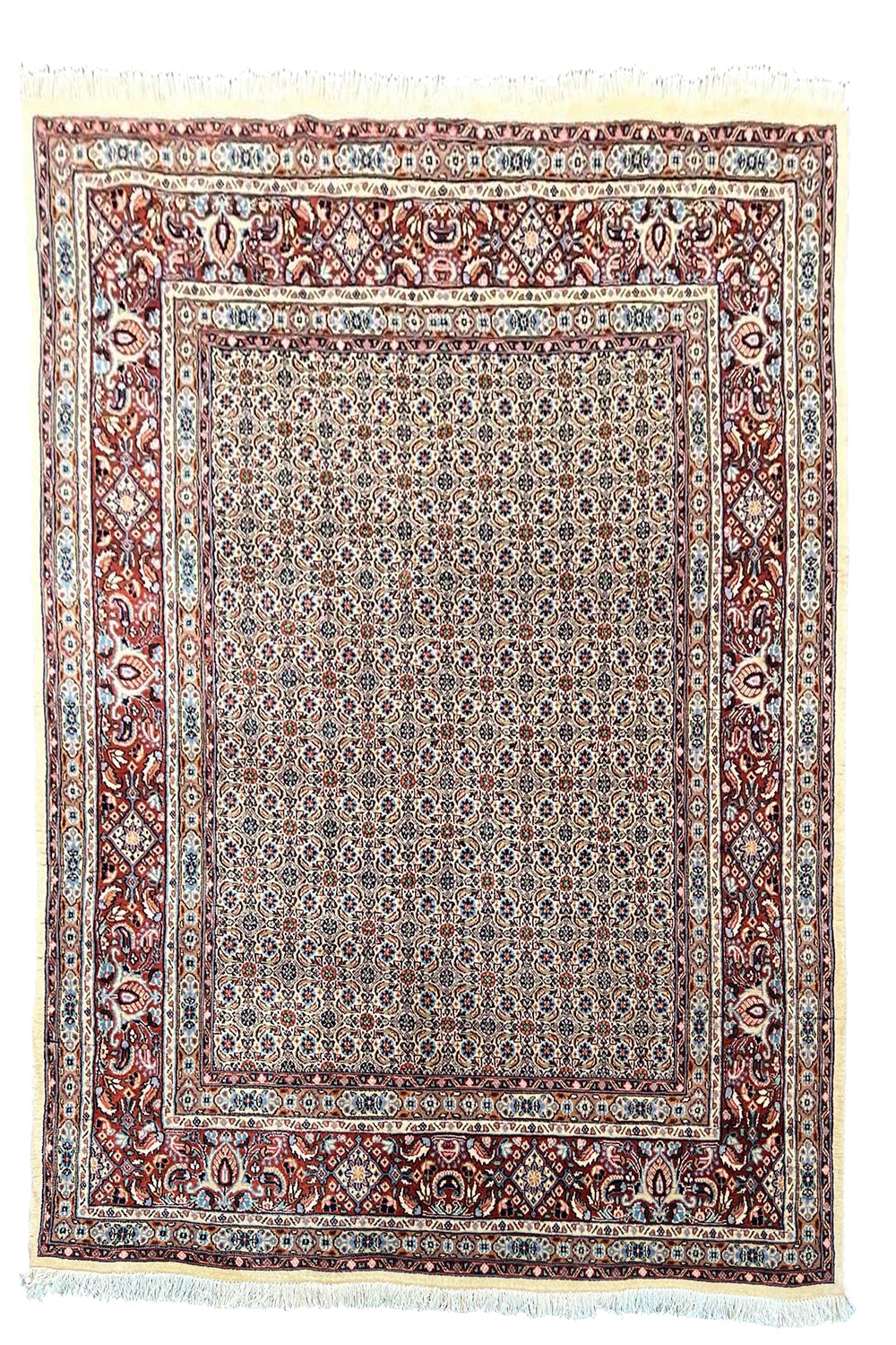 Hand-knotted Persian Mood rug in 100% wool on a cotton base featuring a traditional Mahi fish design - #7205.
