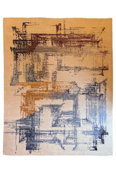 Luxury modern abstract rug in multi-color 60% bamboo silk and 40% wool with a bright artistic design - #6183-CLA-118.