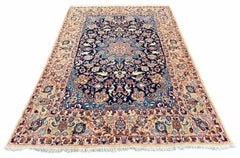 Authentic #7561 Persian Isfahan wool rug on cotton base with traditional floral patterns by AL-SHAHZADI HK LIMITED.