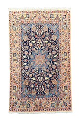 Authentic #7561 Persian Isfahan wool rug on cotton base with traditional floral patterns by AL-SHAHZADI HK LIMITED.