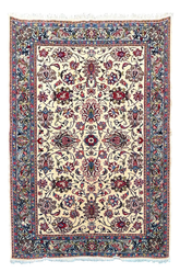 Authentic #7557 Persian Qiyasabad wool rug on cotton base with traditional motifs by AL-SHAHZADI HK LIMITED.