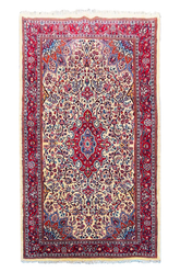 Authentic #7570 Persian Qiyasabad wool rug with traditional tribal geometric motifs, hand-knotted on cotton base by AL-SHAHZADI HK LIMITED.