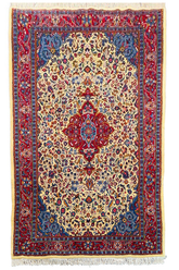 Authentic #7567 Persian Sarooq wool rug with elegant floral spray and medallion design, hand-knotted on cotton base by AL-SHAHZADI HK LIMITED.