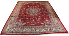 Premium #8204 Persian Sarooq wool rug featuring traditional floral motifs and durable hand-knotted wool on cotton base by AL-SHAHZADI HK LIMITED.