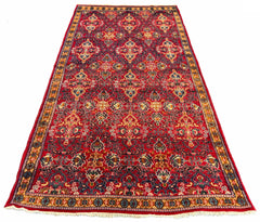 Authentic #7830 Persian Sennah wool rug featuring traditional Herati design, hand-knotted wool on cotton base by AL-SHAHZADI HK LIMITED.