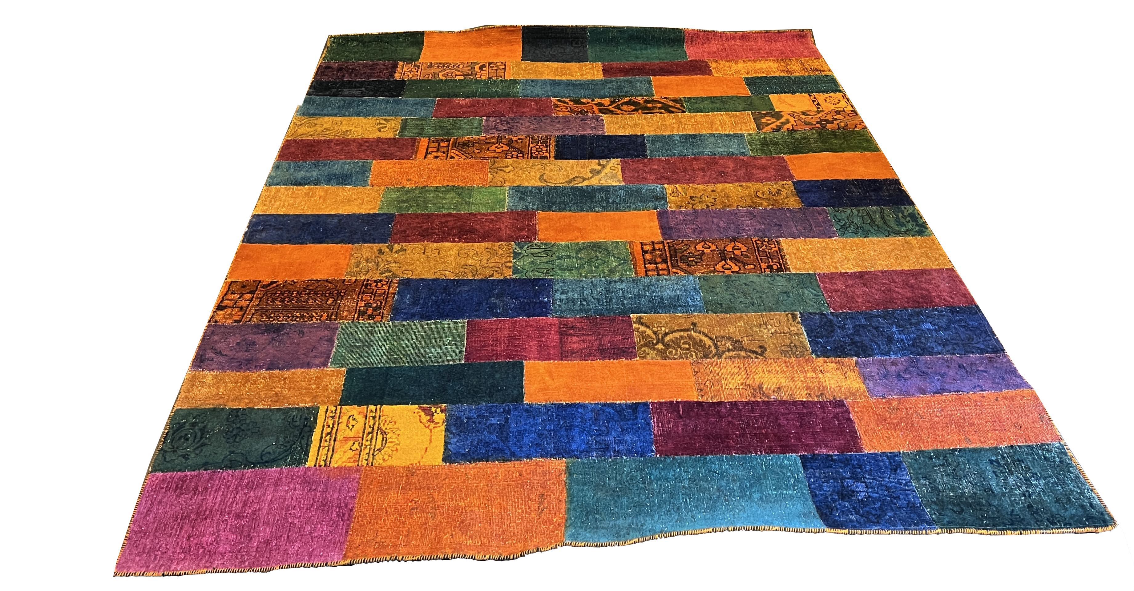 One-of-a-kind Vintage Afghani & Persian Patchwork Rug featuring an artistic hand-stitched tribal mosaic - #5275.