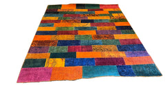 One-of-a-kind Vintage Afghani & Persian Patchwork Rug featuring an artistic hand-stitched tribal mosaic - #5275.