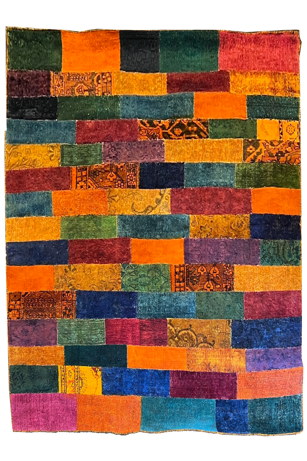 One-of-a-kind Vintage Afghani & Persian Patchwork Rug featuring an artistic hand-stitched tribal mosaic - #5275.