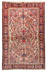 Vintage hand-knotted Afshar rug in 100% wool on a cotton base featuring a dense all-over floral rose pattern - #7552.