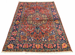 Authentic #7575 Vintage Persian Bakhtiyar rug with central medallion and floral spandrels, hand-knotted wool on cotton base by AL-SHAHZADI HK LIMITED.
