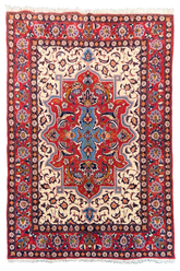 Authentic #7572 Vintage Persian Isfahan rug with central floral medallion and scrolling vine field, hand-knotted wool on cotton base by AL-SHAHZADI HK LIMITED.