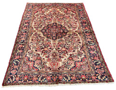 Authentic #7550 vintage Persian Farahan wool on cotton base rug with classical motifs by AL-SHAHZADI HK LIMITED.