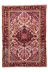 Authentic #7526 vintage Persian Hamadan wool on cotton base rug with rustic geometric design by AL-SHAHZADI HK LIMITED.