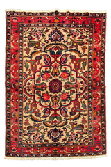 Authentic #7534 vintage Persian Kashan wool on cotton base rug with traditional floral medallion by AL-SHAHZADI HK LIMITED.