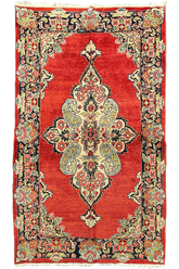 Authentic #7563 vintage Persian Kashan wool on cotton base rug by AL-SHAHZADI HK LIMITED.