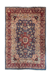 Authentic #8200 Vintage Persian Kashmar rug with Zirhaki archaeological design, hand-knotted wool on cotton base by AL-SHAHZADI HK LIMITED.