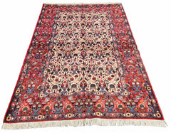 Authentic #7576 Vintage Persian Veramin rug featuring Mina-Khani floral design, hand-knotted wool on cotton base by AL-SHAHZADI HK LIMITED.