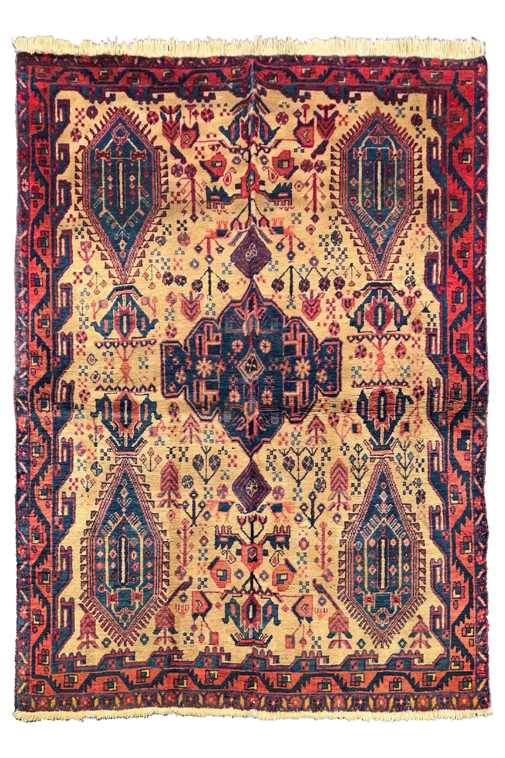 #180 Vintage Persian Afshar wool on cotton base