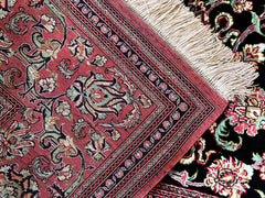Hand-Knotted Pure Silk Persian Qom Rug Floral Design-#189