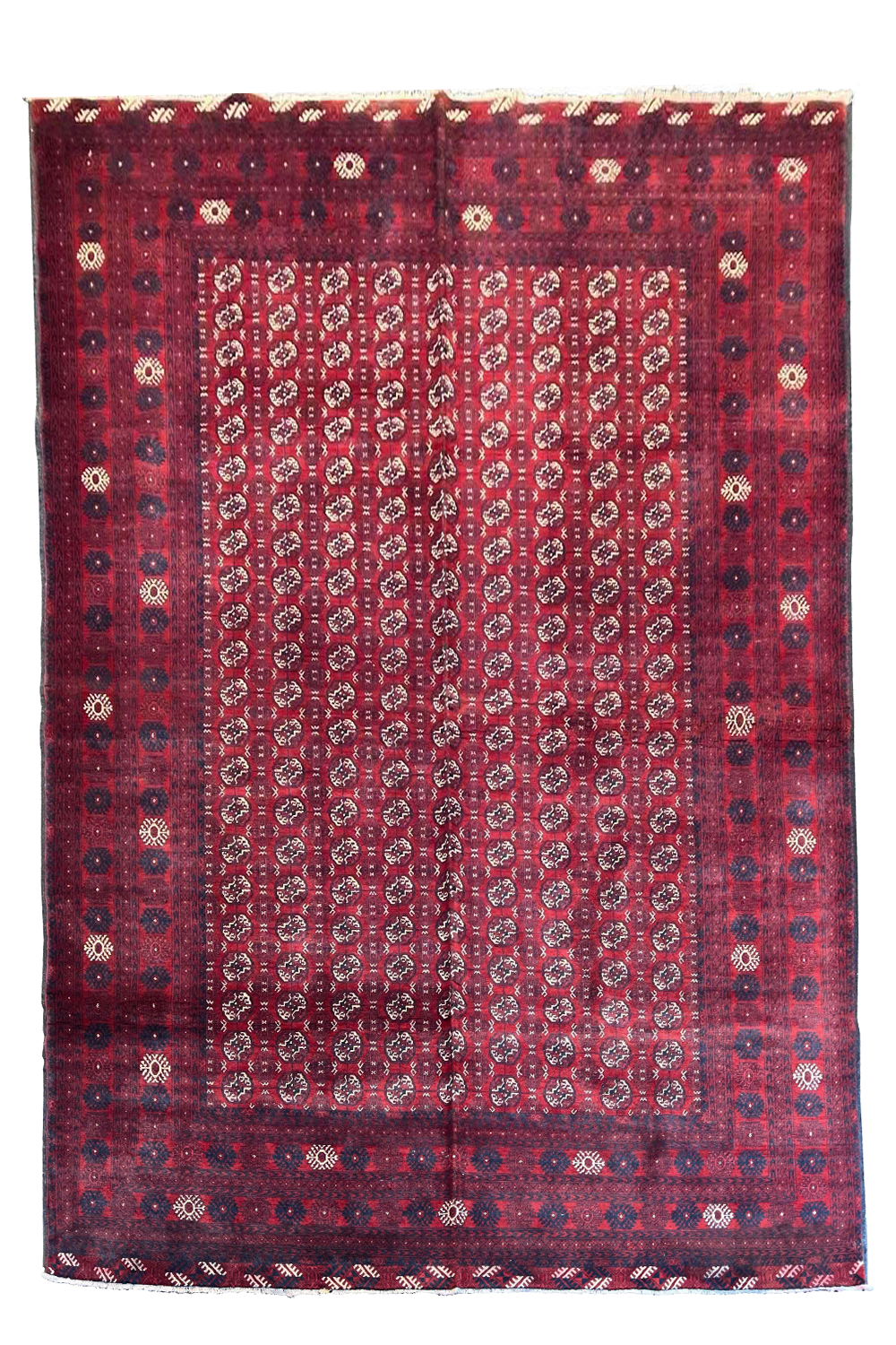 #1929 Afghani Turkoman Bokhara design wool  on silkbase