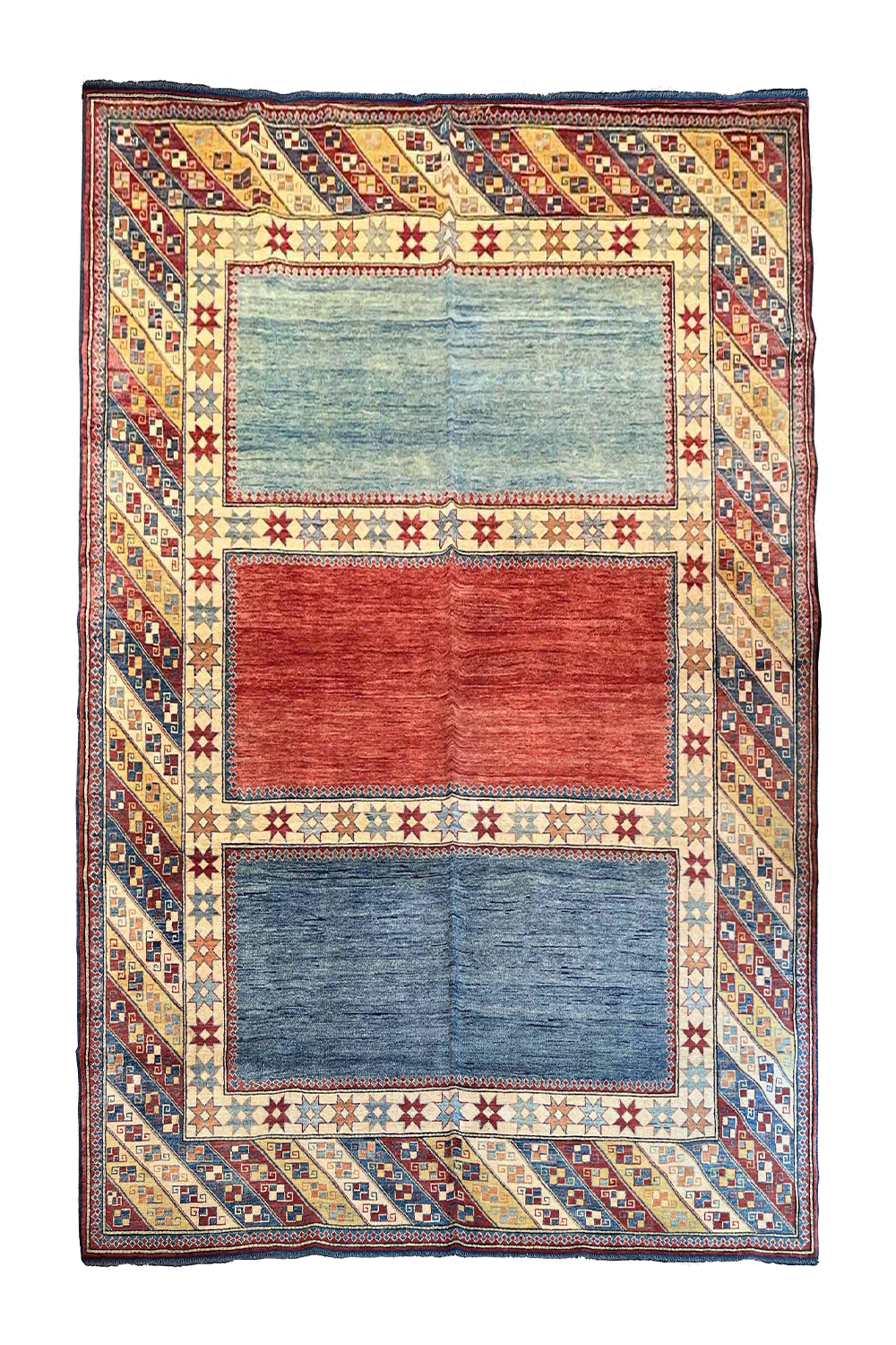 #2504 Afghani Turkoman Kazak wool on cotton base