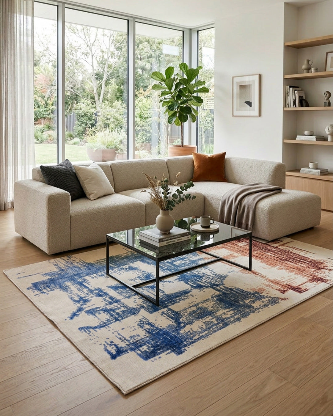 Hand-Knotted Modern Multi-Color Rug Bamboo Silk & Wool - #6243-CLA