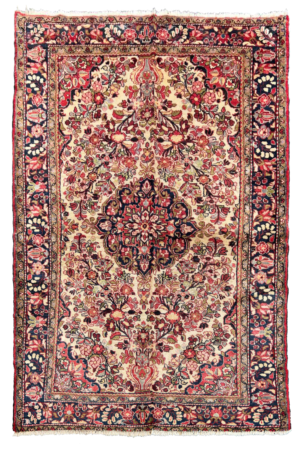 #7550 Vintage Persian Farahan wool on cotton base