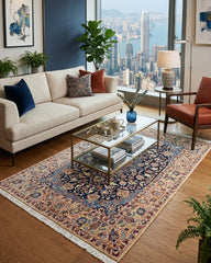 Hand-Knotted Persian Isfahan Rug Wool On Cotton Base  - #7561