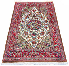 #8125 Persian Qom in Tabriz design Kork wool on cotton base