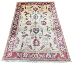Authentic hand-knotted Afghani Chobi Rug on a cotton base featuring a traditional floral field design - #1907.