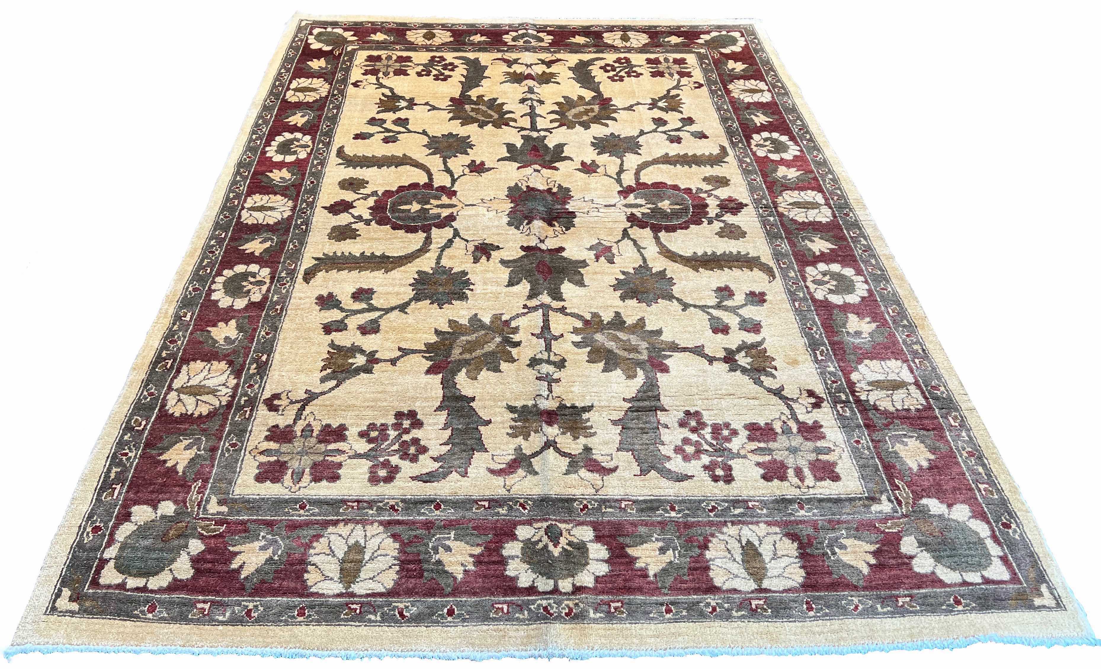 Authentic hand-knotted Afghani Chobi Rug on a cotton base featuring a traditional floral field design - #1917.