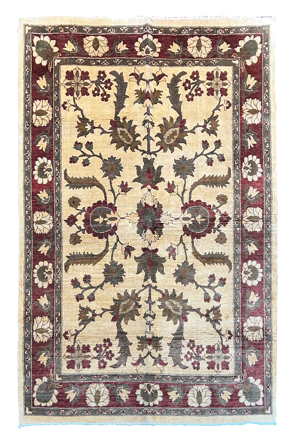 Authentic hand-knotted Afghani Chobi Rug on a cotton base featuring a traditional floral field design - #1917.