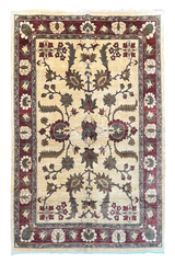 Authentic hand-knotted Afghani Chobi Rug on a cotton base featuring a traditional floral field design - #1917.