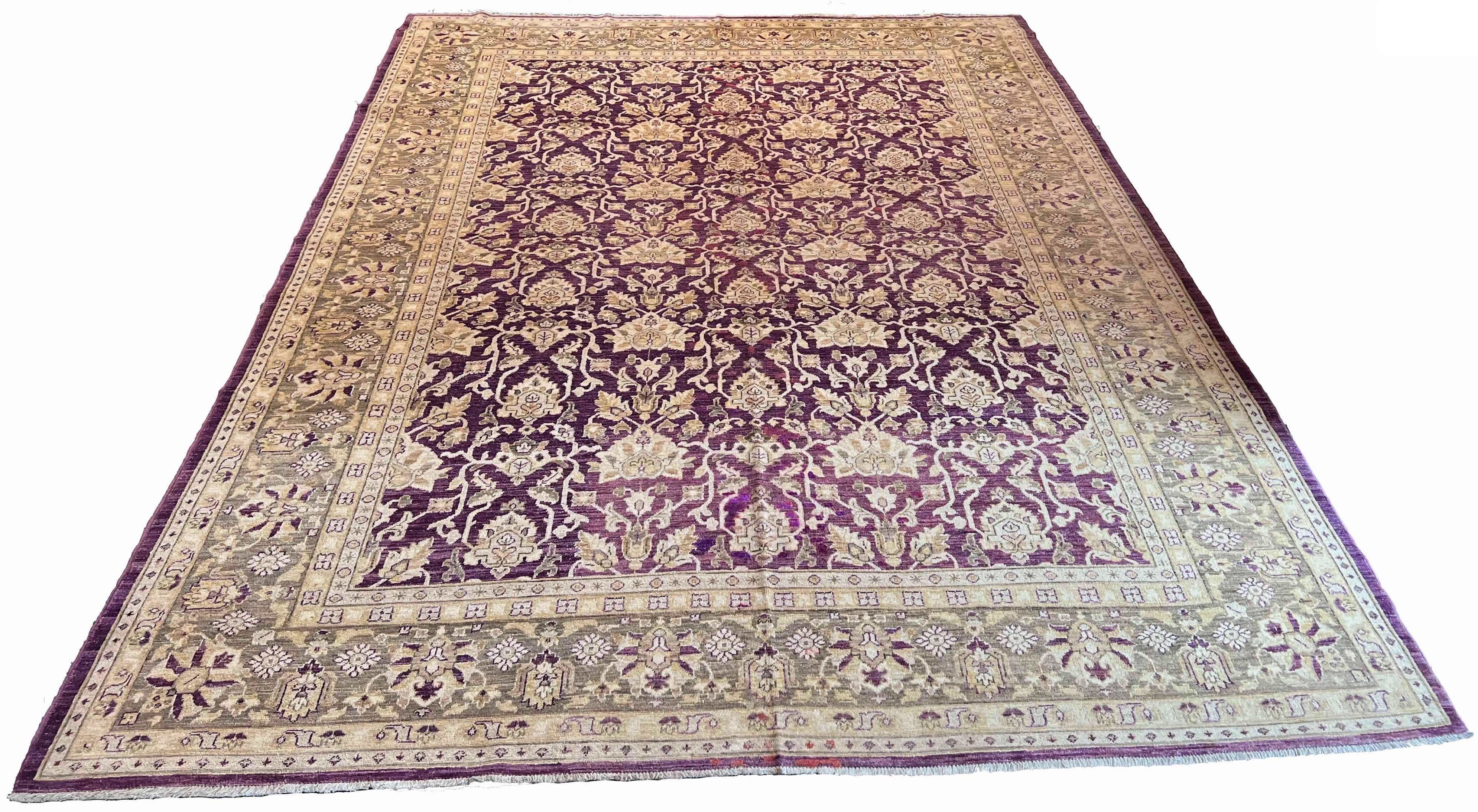 Designer Afghani Chobi Rug on a cotton base with curated botanical field patterns - #786-9596.