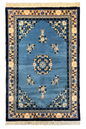 Hand-knotted Chinese vintage wool rug featuring golden wheat and blue botanical patterns - #277-97917.