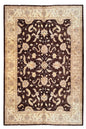 Rustic handmade Afghani Chobi rug with golden wheat field and botanical patterns on a white cotton base #4075.