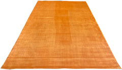 Lustrous handmade modern fire orange rug in 100% bamboo silk with a blazing metallic sheen #7770.
