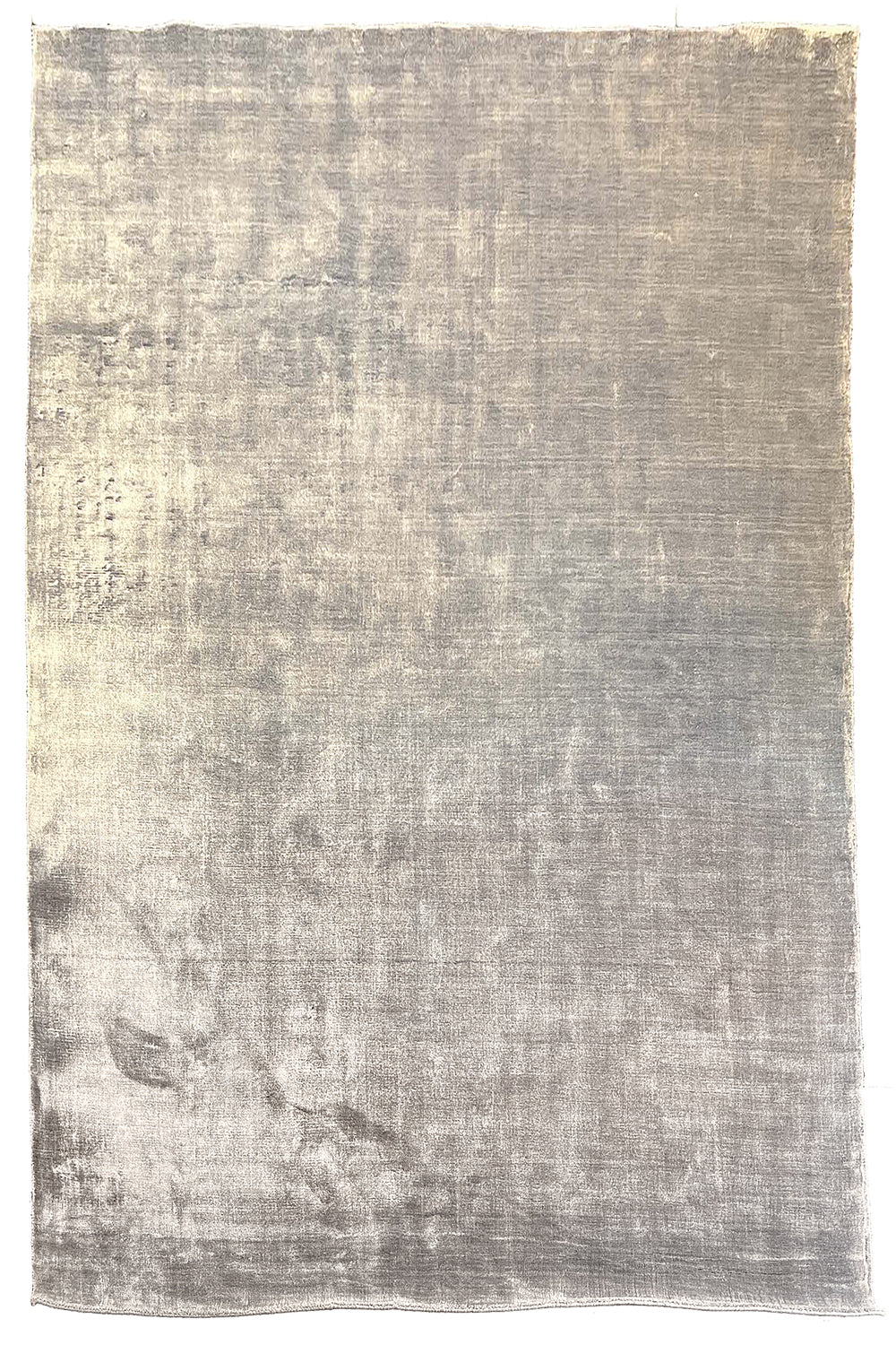 Lustrous handmade modern abstract 100% blue bamboo silk rug with radiant light-reflecting textures #8347.