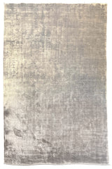 Lustrous handmade modern abstract 100% blue bamboo silk rug with radiant light-reflecting textures #8347.